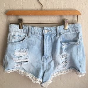 High Waisted Distressed Shorts